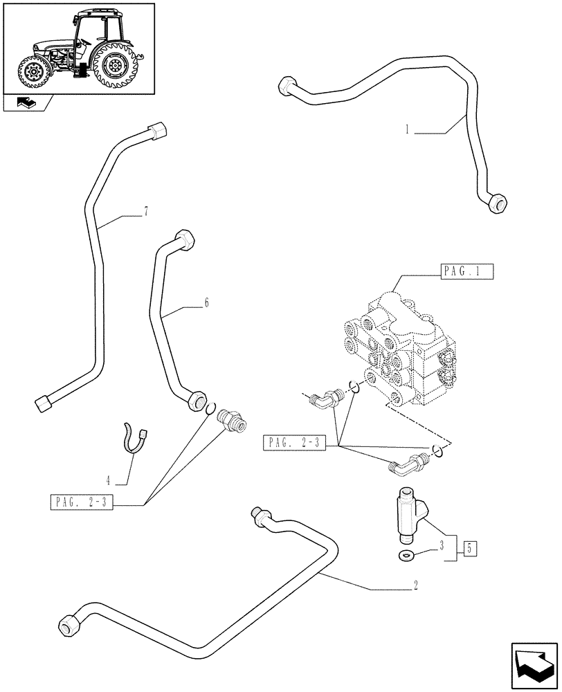 Схема запчастей Case IH FARMALL 85C - (1.82.7/15[06]) - 2 MID-MOUNT REMOTE VALVES WITH JOYSTICK FOR ELECTRONIC FRONT HPL - PIPES (VAR.331124-331125) (07) - HYDRAULIC SYSTEM