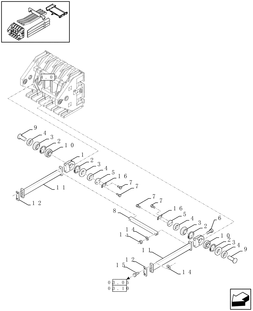 Схема запчастей Case IH LBX421S - (14.01[01]) - PLUNGER, RODS (14) - BALE CHAMBER