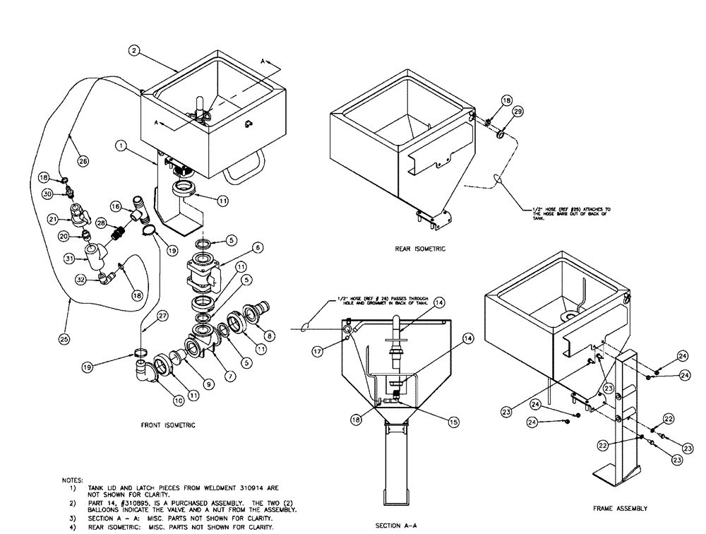 Схема запчастей Case IH FLX810 - (11-001) - CHEMICAL EDUCTOR TANK ASSY Reload Control & Chemical Eductor