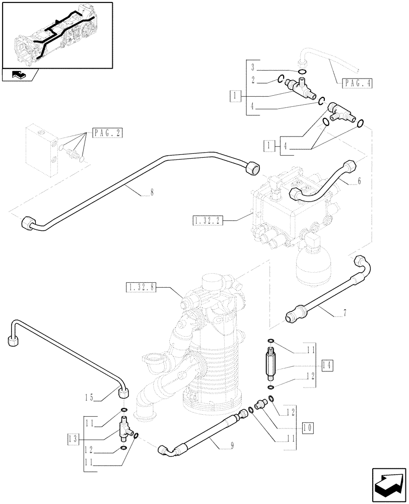 Схема запчастей Case IH PUMA 155 - (1.29.7[01]) - TRANSMISSION LUBRICATION SYSTEM - PIPES - C5876 (03) - TRANSMISSION