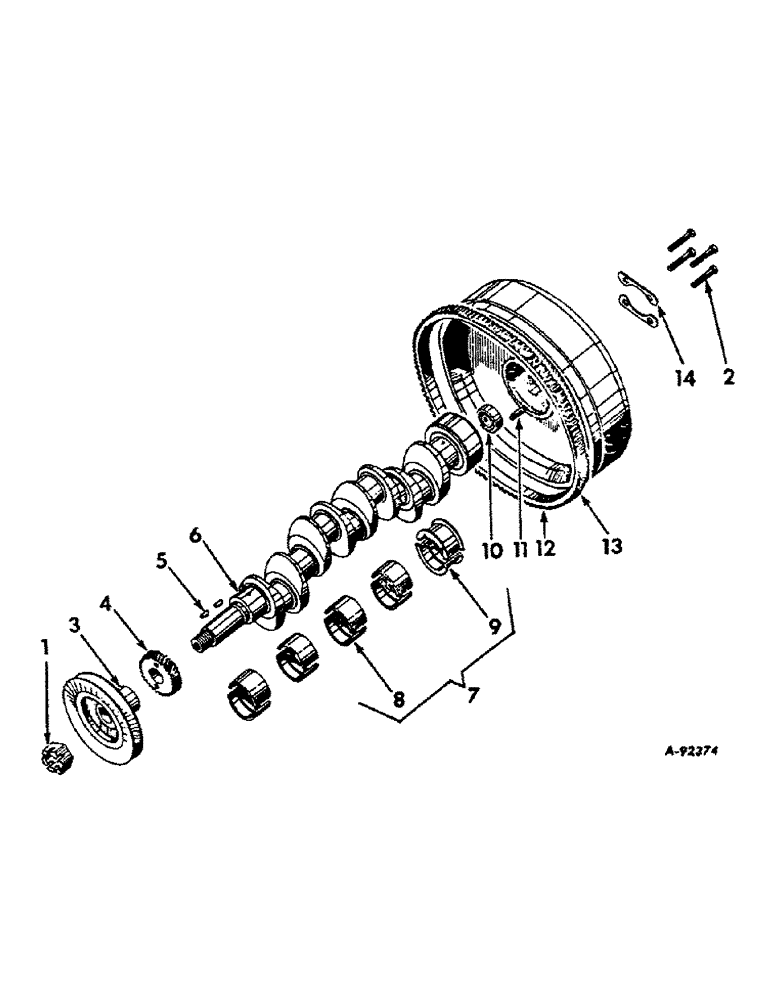 Схема запчастей Case IH BD-144 - (A-10) - CRANKSHAFT, FLYWHEEL AND BEARINGS 