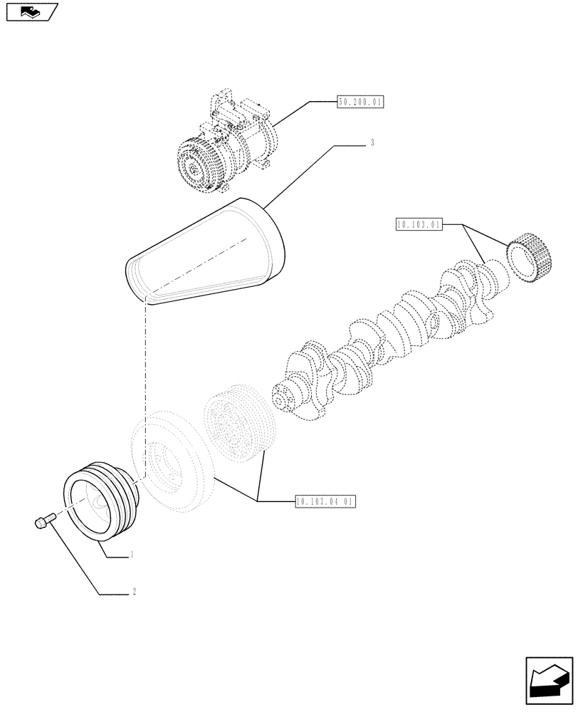 Схема запчастей Case IH 635 - (10.103.04[02]) - DAMPER - PULLEY (10) - ENGINE