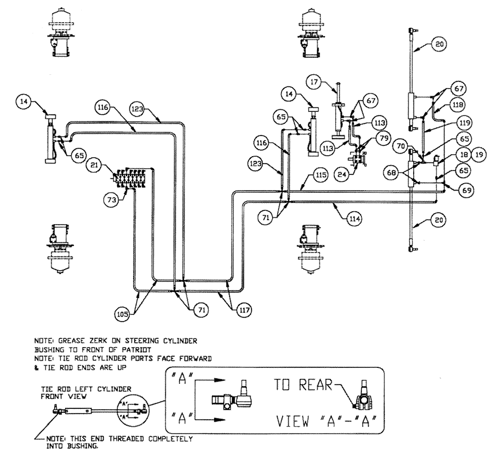 Схема запчастей Case IH PATRIOT 150 - (06-006) - HYDRAULIC PLUMBING - STEERING Hydraulic Plumbing