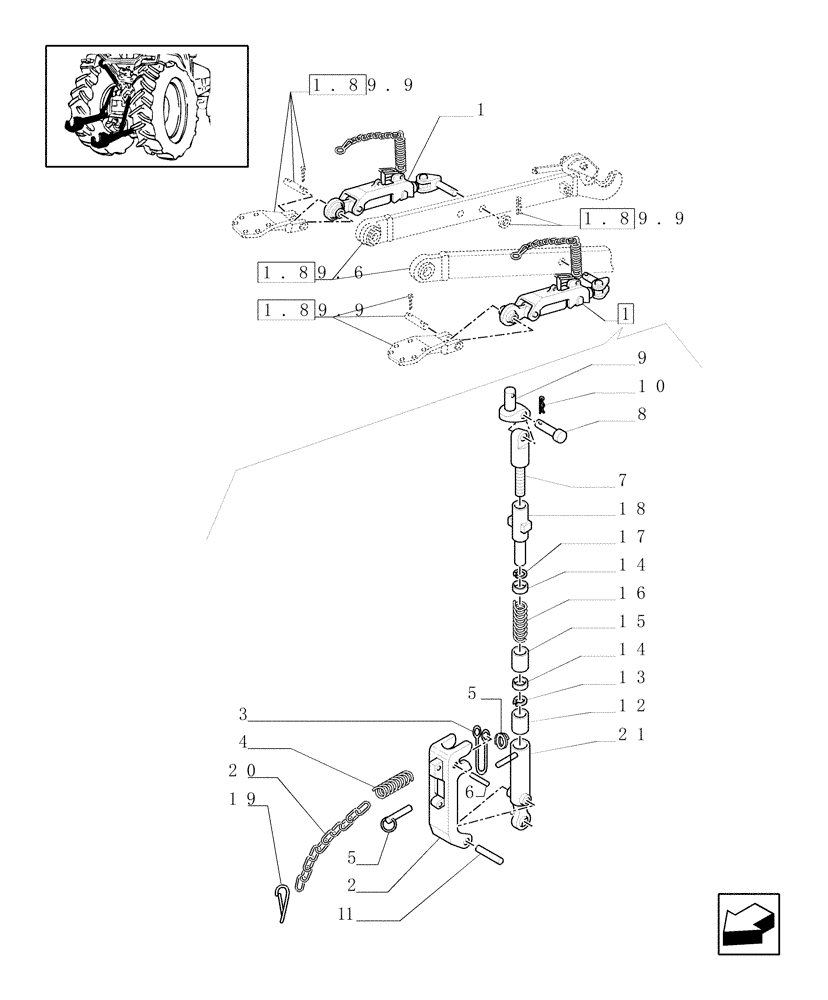 Схема запчастей Case IH MXM130 - (1.89.9/04) - (VAR.742-946) AUTO LINKAGE STABILIZERS (09) - IMPLEMENT LIFT