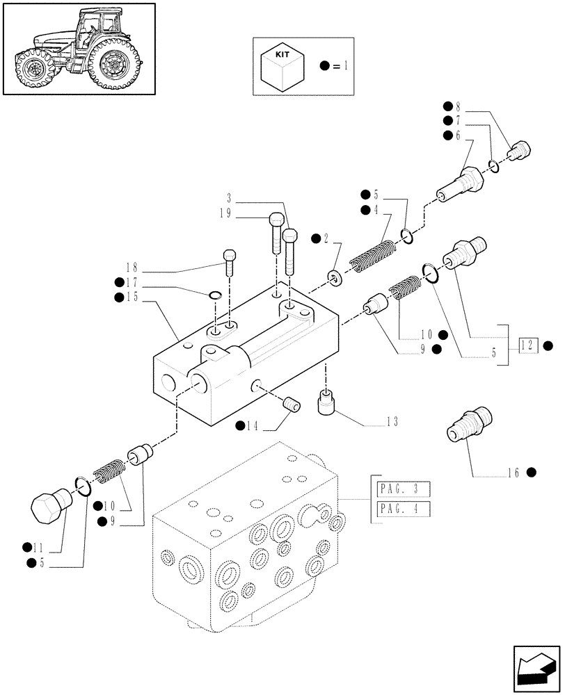 Схема запчастей Case IH MXU110 - (1.80.7[05B]) - PTO, CLUTCH - VALVE AND RELEVANT PARTS - D5898 (07) - HYDRAULIC SYSTEM