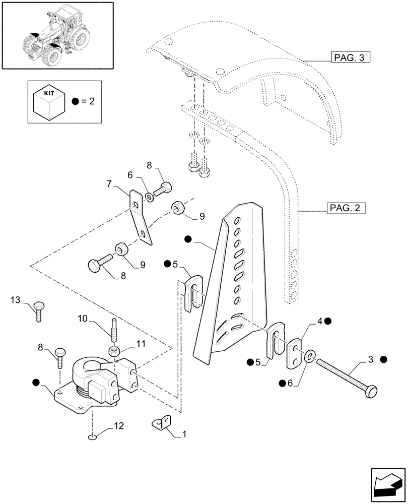 Схема запчастей Case IH MXU135 - (1.87.4/01[01A]) - (VAR.337-338) 4WD DYNAMIC FRONT FENDERS WITH AXLE WITH BRAKE - D5040 - C5049 (08) - SHEET METAL