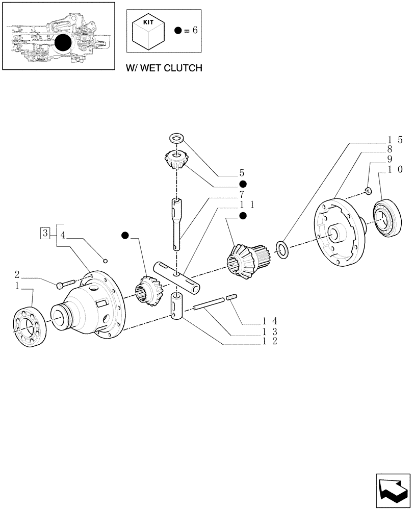 Схема запчастей Case IH MXU110 - (1.32.4/01) - (VAR.160) DIFFERENTIAL LOCK FOR STRENGTHENED WHEEL AXLE - DIFFERENTIAL GEARS (03) - TRANSMISSION