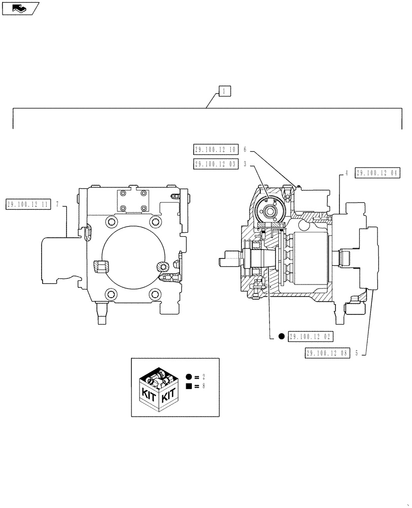 Схема запчастей Case IH 3230 - (29.100.12[01]) - HYDROSTATIC PUMP, WITH 11 TEETH, LH MOUNTED, SN YCT032640 AND AFTER (29) - HYDROSTATIC DRIVE