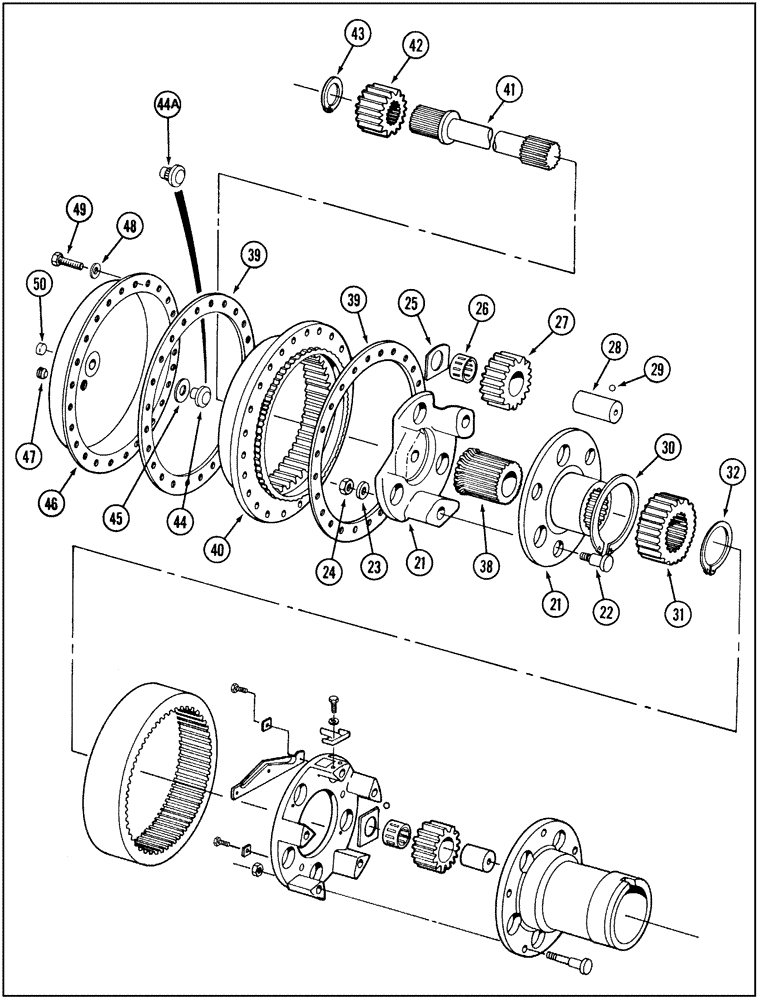 Схема запчастей Case IH 9250 - (6-108) - RIGID AXLE, WHEEL HUB PLANETARY, 9250 TRACTOR, PRIOR TO P.I.N. JEE0032778 (CONTD) (06) - POWER TRAIN