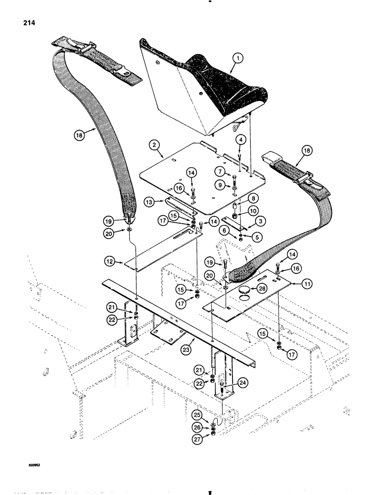 Схема запчастей Case IH 1845B - (214) - SEAT MOUNTING AND SEAT BELTS (09) - CHASSIS/ATTACHMENTS