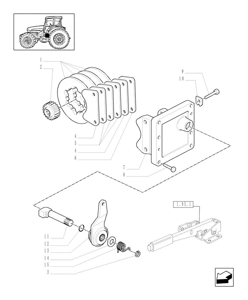 Схема запчастей Case IH MXM155 - (1.65.5[01A]) - PARKING BRAKE - D4806 (05) - REAR AXLE