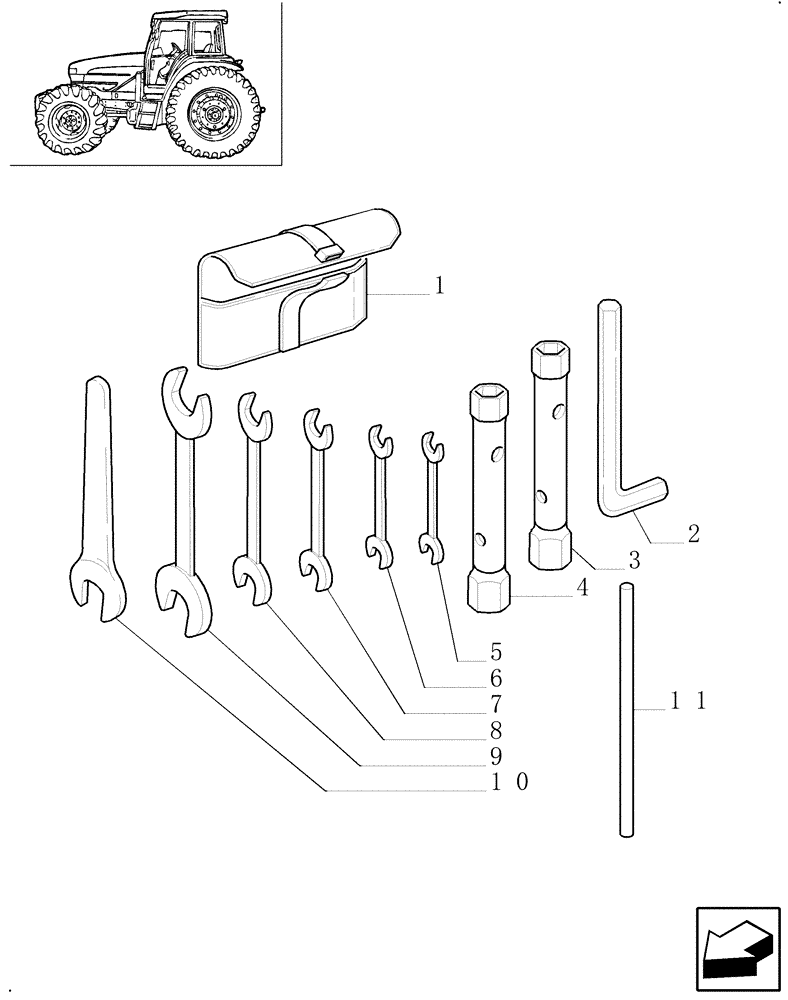 Схема запчастей Case IH MXM130 - (1.99.2) - (VAR.996) SET OF TOOLS (10) - OPERATORS PLATFORM/CAB