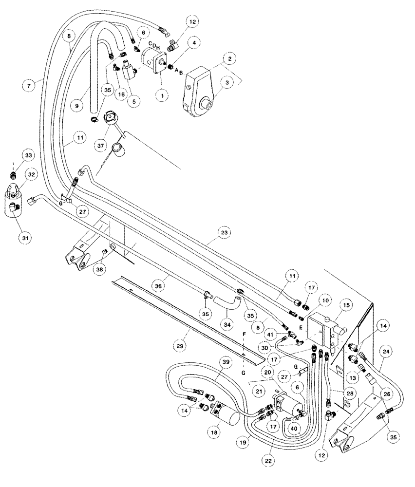 Схема запчастей Case IH 1052 - (09-46) - 871 COMBINE ADAPTER - HYDRAULIC CIRCUIT BSN CCC0012342 (09) - CHASSIS