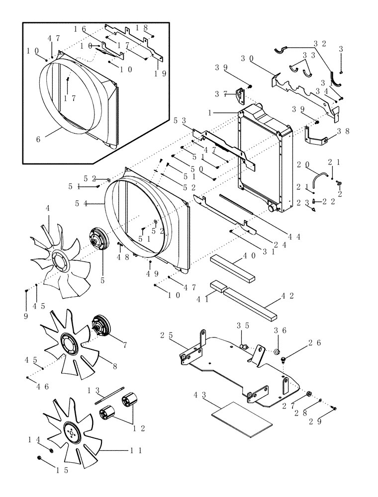 Схема запчастей Case IH MX230 - (02-01) - RADIATOR AND FAN SHROUD (02) - ENGINE