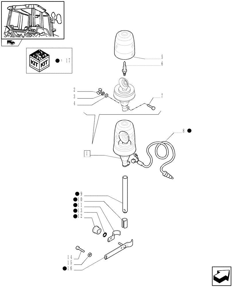 Схема запчастей Case IH FARMALL 95U - (1.91.7/02) - ROTARY BEACON - W/CAB (VAR.330916-330917-335916) (10) - OPERATORS PLATFORM/CAB