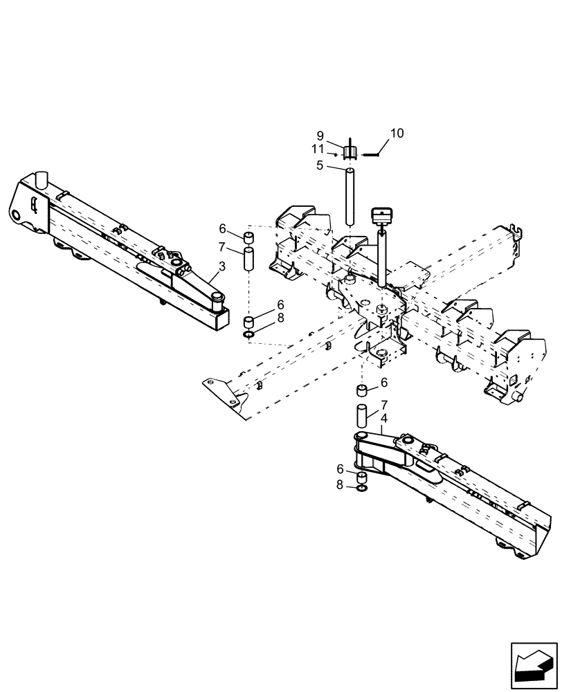 Схема запчастей Case IH 1250 - (39.105.04) - FRAME - WING, INNER PINS - 24 ROW (39) - FRAMES AND BALLASTING