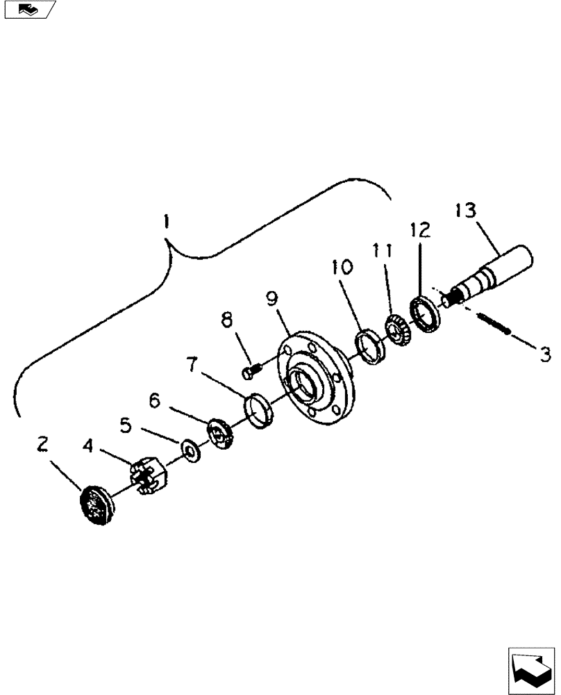 Схема запчастей Case IH PULL HITCH - (44.100.01) - 783 HUB & SPINDLE (44) - WHEELS