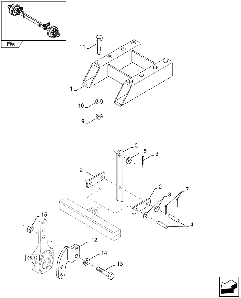 Схема запчастей Case IH LB333P - (05.14[01]) - AXLE, FIXING PARTS (05) - AXLE