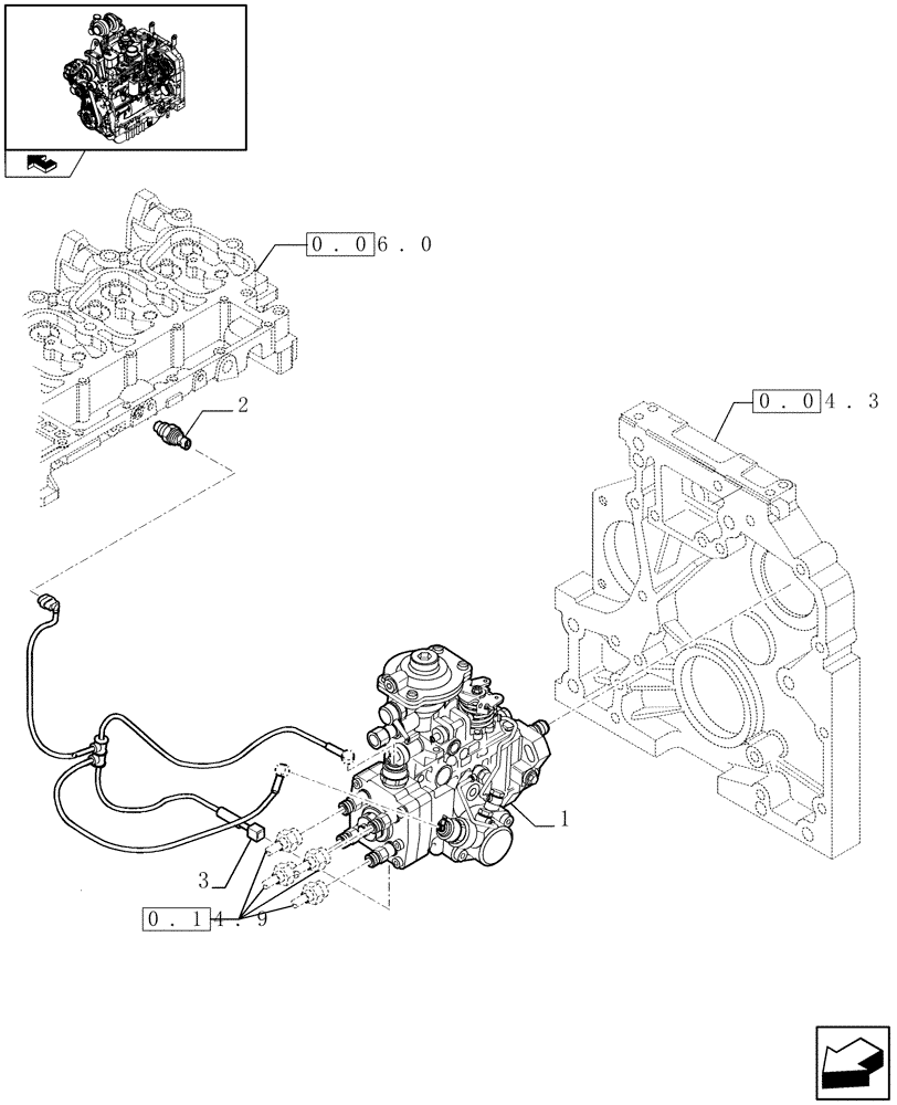 Схема запчастей Case IH FARMALL 105U - (0.14.0/03) - INJECTION PUMP (01) - ENGINE