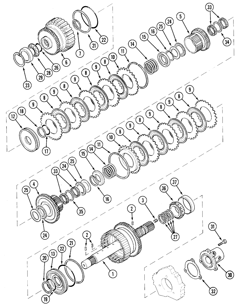 Схема запчастей Case IH 5220 - (6-010) - TRANSMISSION, SPEED GEARS, INPUT SHAFT, POWER SHIFT (06) - POWER TRAIN