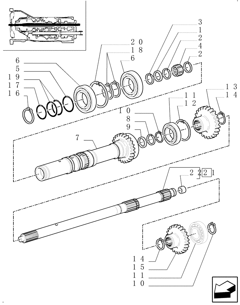 Схема запчастей Case IH JX100U - (1.27.1/05[01]) - (VAR.275-276-279) POWER SHUTTLE - HI-LO - 30-40 KMH - HYDRAULIC PTO - DRIVE SHAFTS (03) - TRANSMISSION