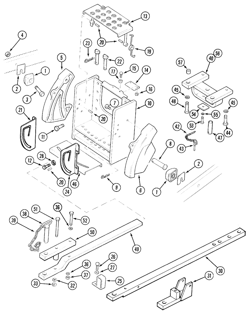 Схема запчастей Case IH 5220 - (9-012) - HITCH, STABILIZER, DRAWBAR AND PTO SHIELD (09) - CHASSIS/ATTACHMENTS