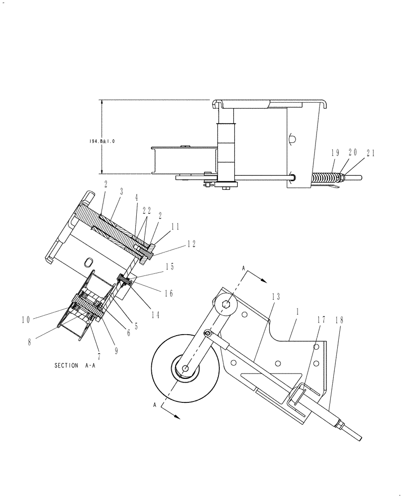 Схема запчастей Case IH AFX8010 - (K.64.E.49) - TENSIONER ASSEMBLY, BEATER DRIVE K - Crop Processing