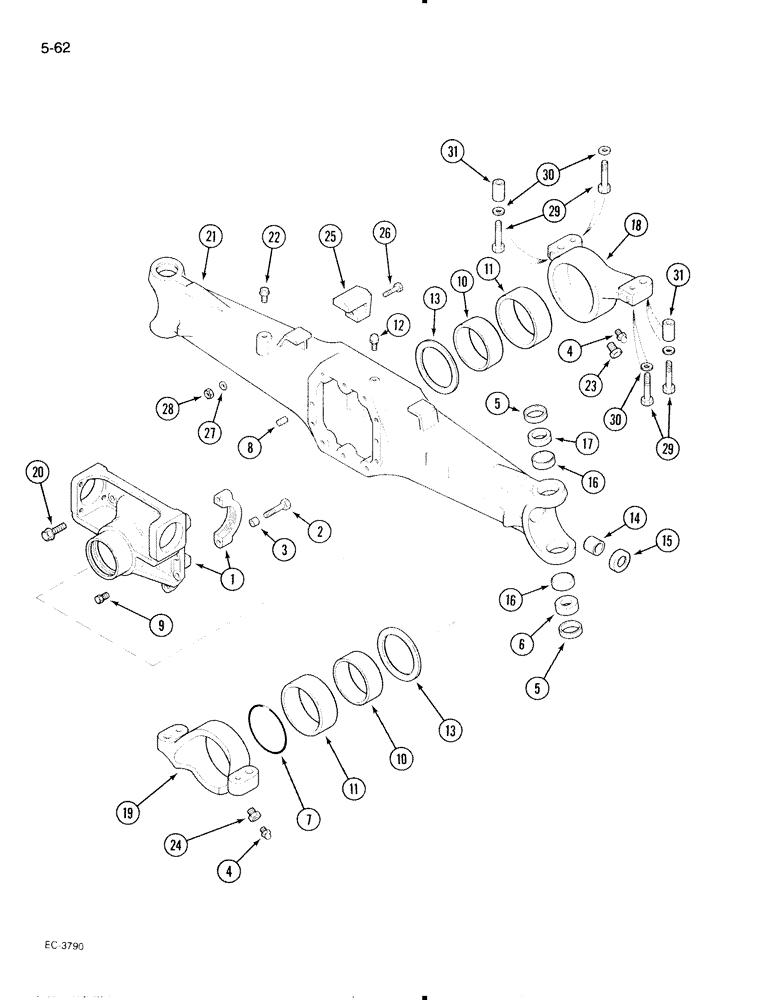 Схема запчастей Case IH 695 - (5-62) - MECHANICAL FRONT DRIVE CARRARO, AXLE ASSEMBLY (05) - STEERING