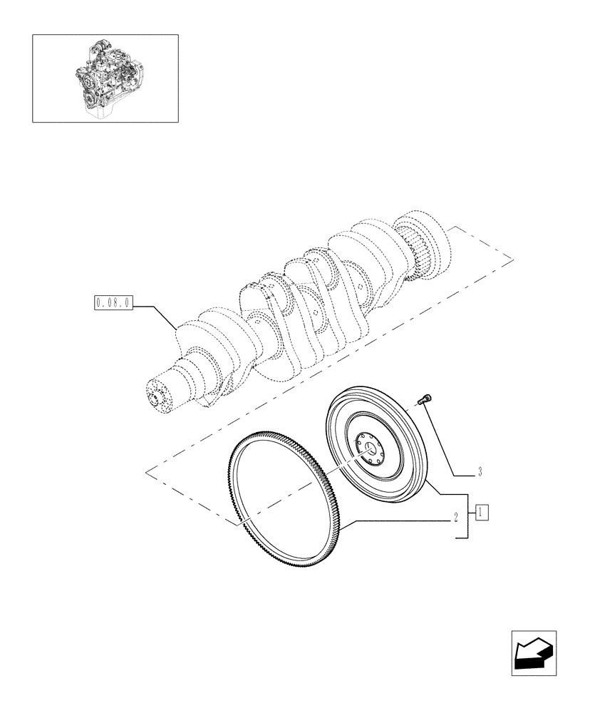 Схема запчастей Case IH F4BE0484C D601 - (0.08.3[01]) - FLYWHEEL - ENGINE 