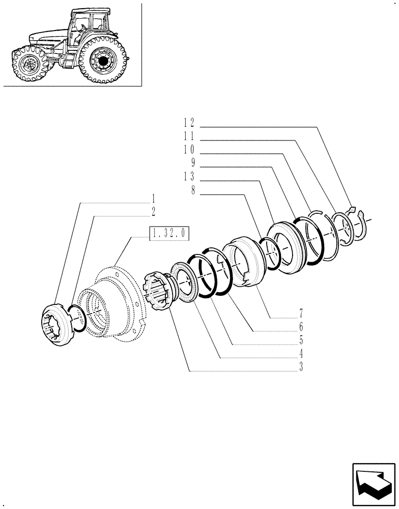 Схема запчастей Case IH MXM120 - (1.32.6) - DIFFERENTIAL LOCKS (03) - TRANSMISSION