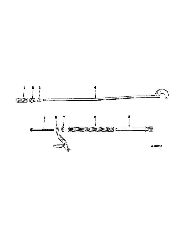 Схема запчастей Case IH SUPER A-1 - (278) - ATTACHMENTS, FAST-HITCH, FARMALL SUPER A AND A-1, SPECIAL, LIFT LINK AND HELPER SPRING CONNECTIONS Attachments