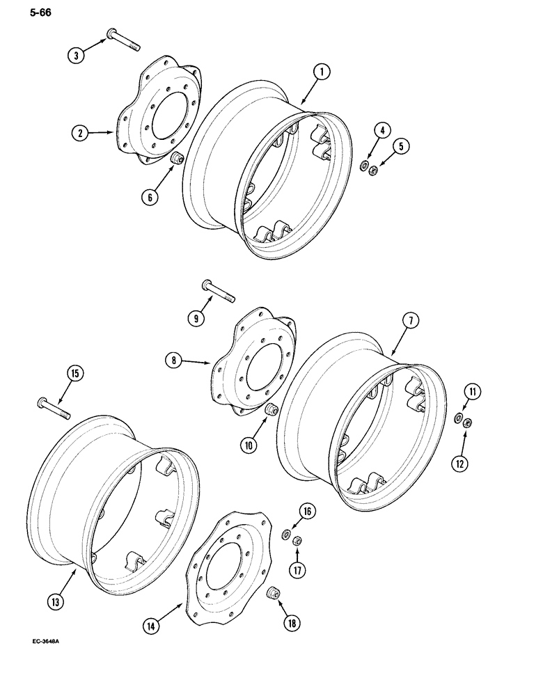 Схема запчастей Case IH 995 - (5-66) - FRONT WHEELS, MFD TRACTOR (05) - STEERING