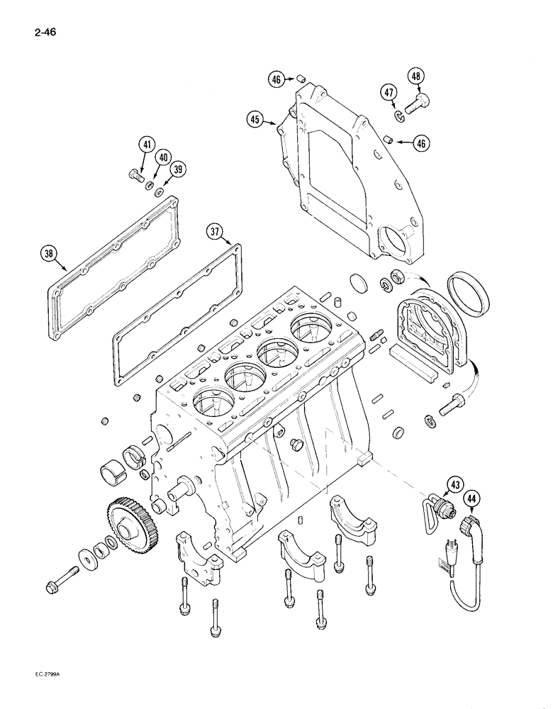 Схема запчастей Case IH 895 - (2-46) - SIDE COVER (02) - ENGINE