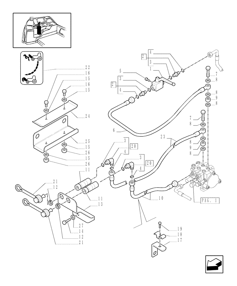 Схема запчастей Case IH MXM120 - (1.82.7/08[02]) - (VAR.714) CONTROL VALVES WITH JOYSTICK FOR FRONT LIFT WITH HI-LO - PIPES (07) - HYDRAULIC SYSTEM