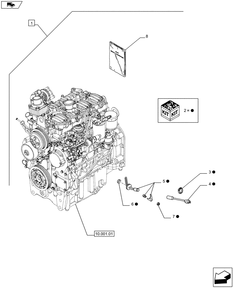 Схема запчастей Case IH FARMALL 75C - (88.055.03) - DIA KIT - ENGINE WATER HEATER (88) - ACCESSORIES