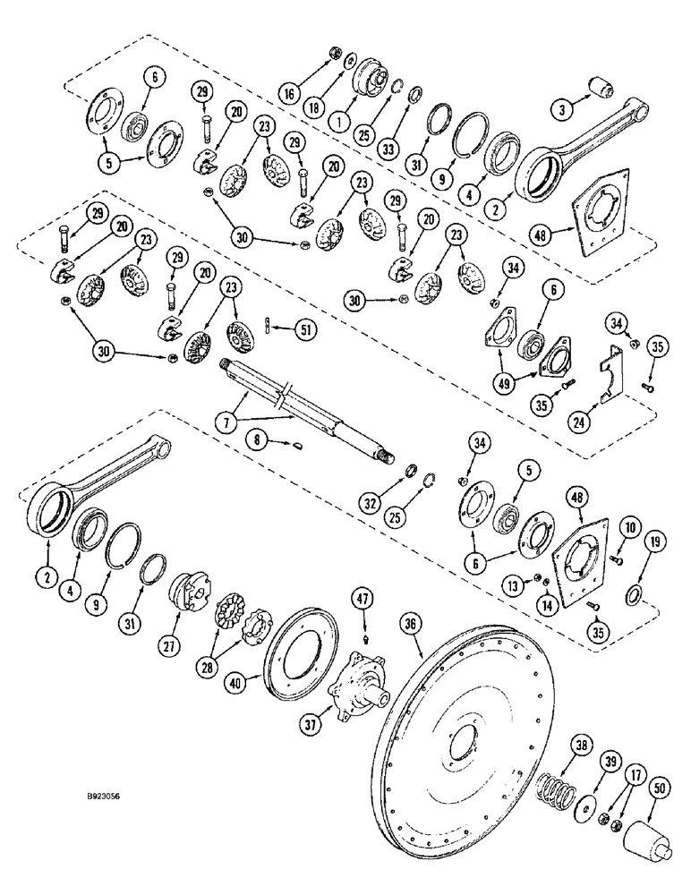 Схема запчастей Case IH 1644 - (9B-36) - SHAKER SHAFT AND AUGER DRIVE (14) - ROTOR, CONCANVES & SIEVE