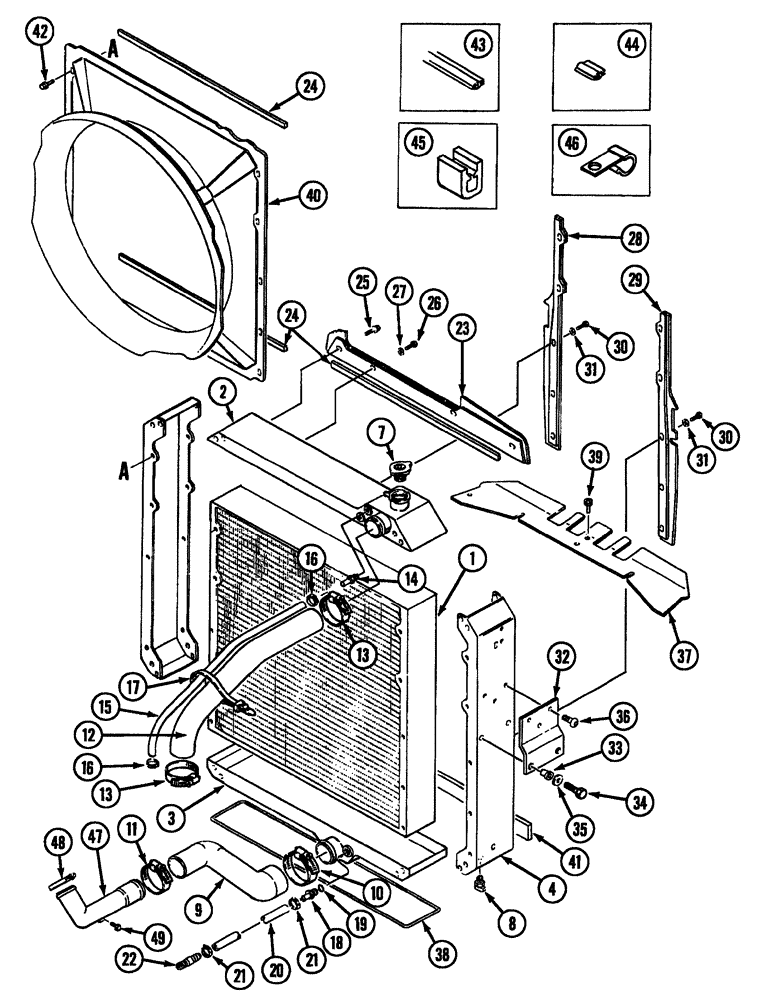 Схема запчастей Case IH 7220 - (2-004) - RADIATOR AND ATTACHING PARTS, TRACTOR P.I.N. JJA0064978 AND AFTER (02) - ENGINE