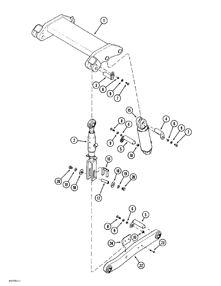 Схема запчастей Case IH 9370 QUADTRAC - (9-002) - THREE POINT HITCH CYLINDERS AND LOWER LIFT ARMS, PRIOR TO P.I.N. JEE0069308 (09) - CHASSIS/ATTACHMENTS