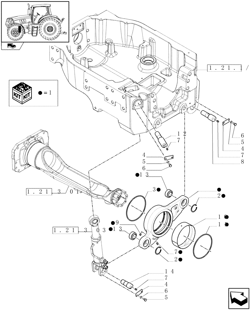 Схема запчастей Case IH PUMA 125 - (1.21.3[02]) - SUSPENDED FRONT AXLE - CYLINDER SUSPENSION (VAR.330429-330430-330414-330427) (03) - TRANSMISSION