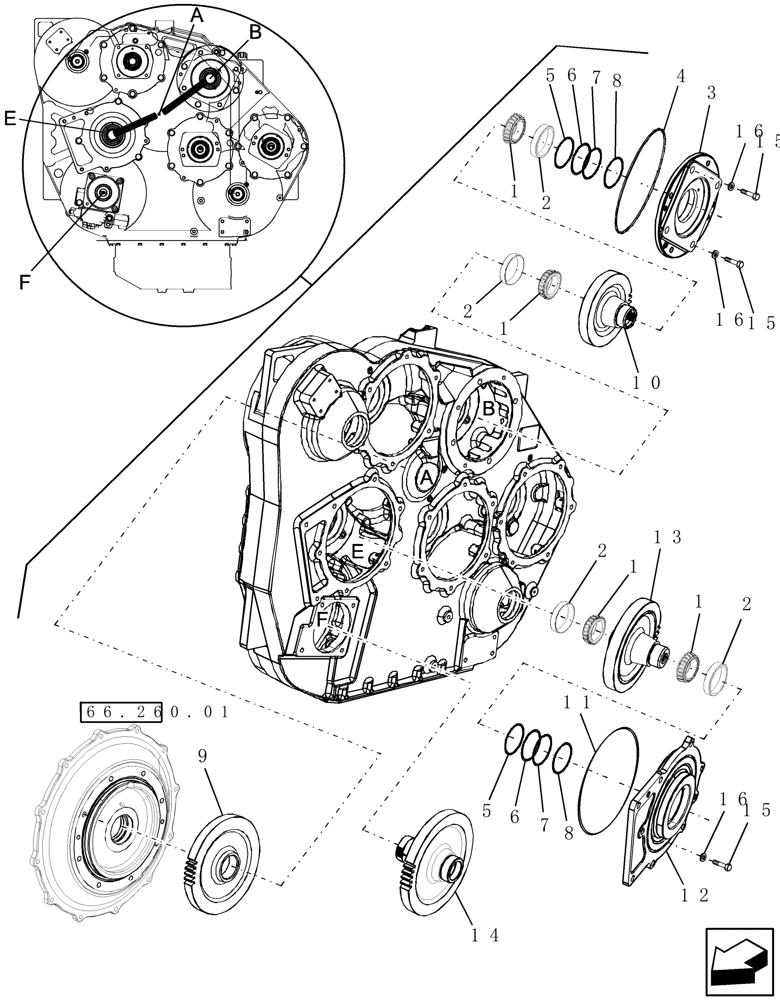 Схема запчастей Case IH 7230 - (31.114.02) - PTO, COVERS, OUTPUT GEARS, ENGINE GEARBOX (31) - IMPLEMENT POWER TAKE OFF