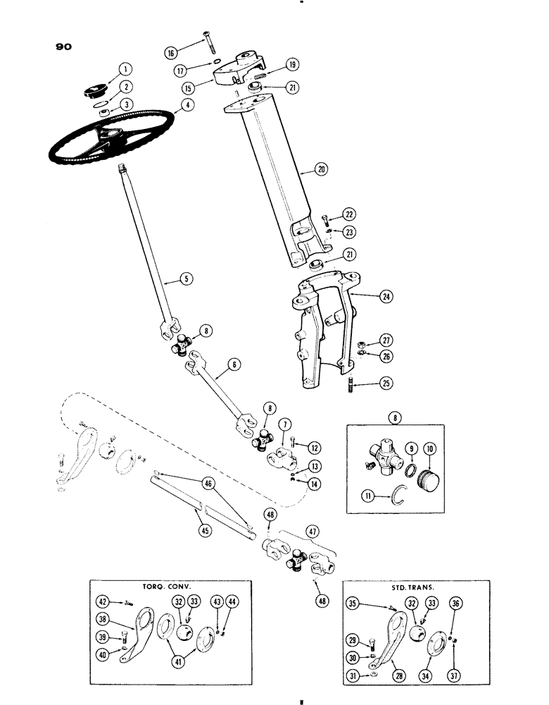 Схема запчастей Case IH 830-SERIES - (090) - STEERING GEAR LINKAGE, ALL 730 AND 830, EXCEPT GROVE, GENERAL PURPOSE AND HI-CLR (05) - STEERING