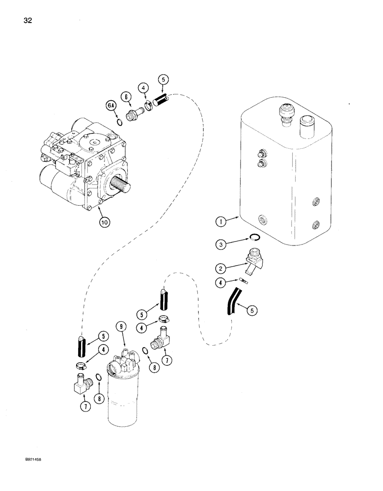 Схема запчастей Case IH 1640 - (32) - HYDROSTATIC PUMP SYSTEM, RESERVOIR TO PUMP (29) - HYDROSTATIC DRIVE