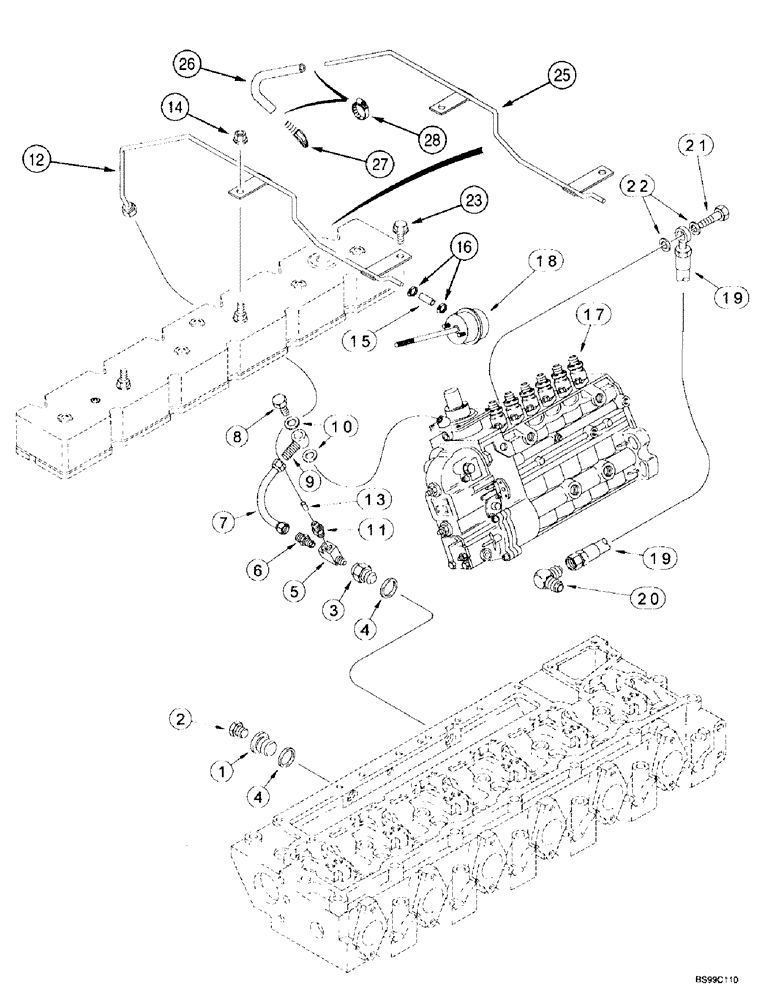 Схема запчастей Case IH MX180 - (3-008) - ANEROID AND WASTEGATE SYSTEM, MX180, 6T-830 EMISSIONS CERTIFIED ENGINE (03) - FUEL SYSTEM