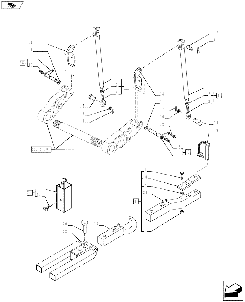 Схема запчастей Case IH PUMA 230 - (37.106.01[04]) - HYDRAULIC AUTO PICK-UP HITCH WITH DRAWBAR - DRAWBAR AND TIE RODS (VAR.728248) (37) - HITCHES, DRAWBARS & IMPLEMENT COUPLINGS