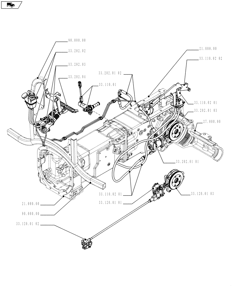 Схема запчастей Case IH FARMALL 75C - (33.000.00) - PICTORIAL INDEX - BRAKES AND CONTROLS (33) - BRAKES & CONTROLS