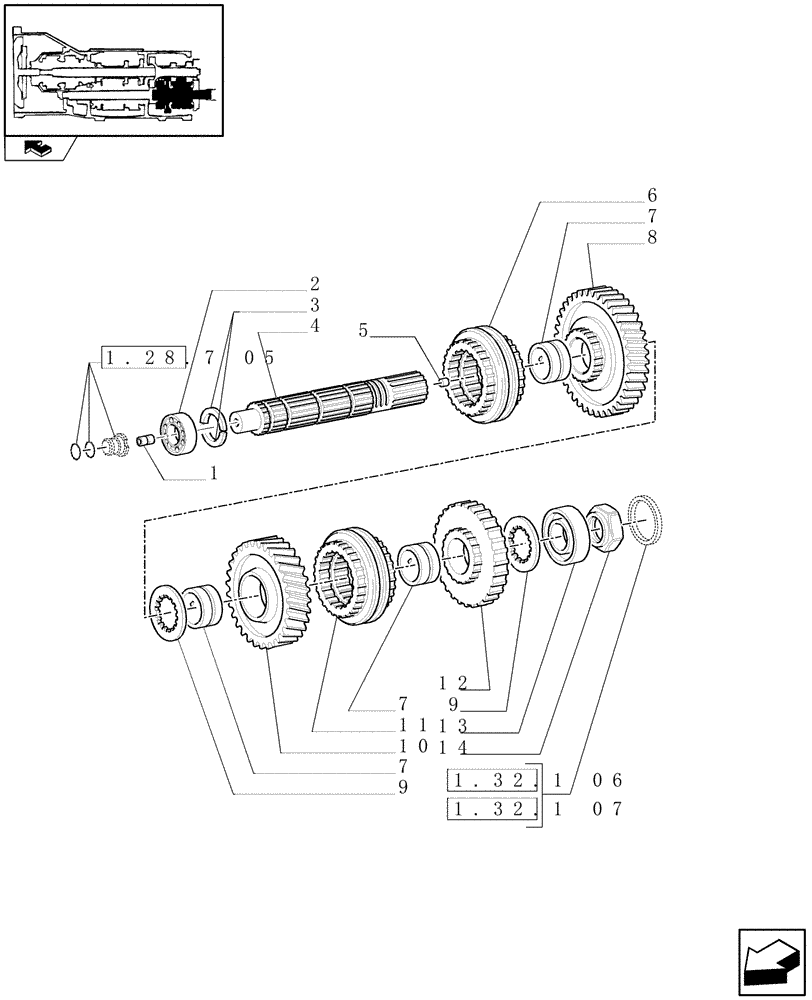 Схема запчастей Case IH PUMA 140 - (1.32.1[02]) - CENTRAL REDUCTION GEARS (03) - TRANSMISSION