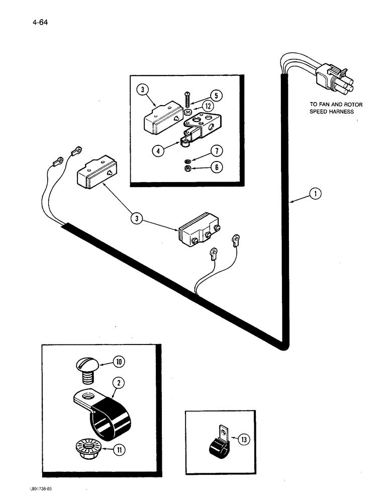 Схема запчастей Case IH 1680 - (4-064) - ROTOR LIMIT SWITCH HARNESS (06) - ELECTRICAL