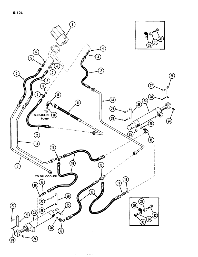 Схема запчастей Case IH 4490 - (5-124) - FRONT STEER HYDRAULICS (05) - STEERING