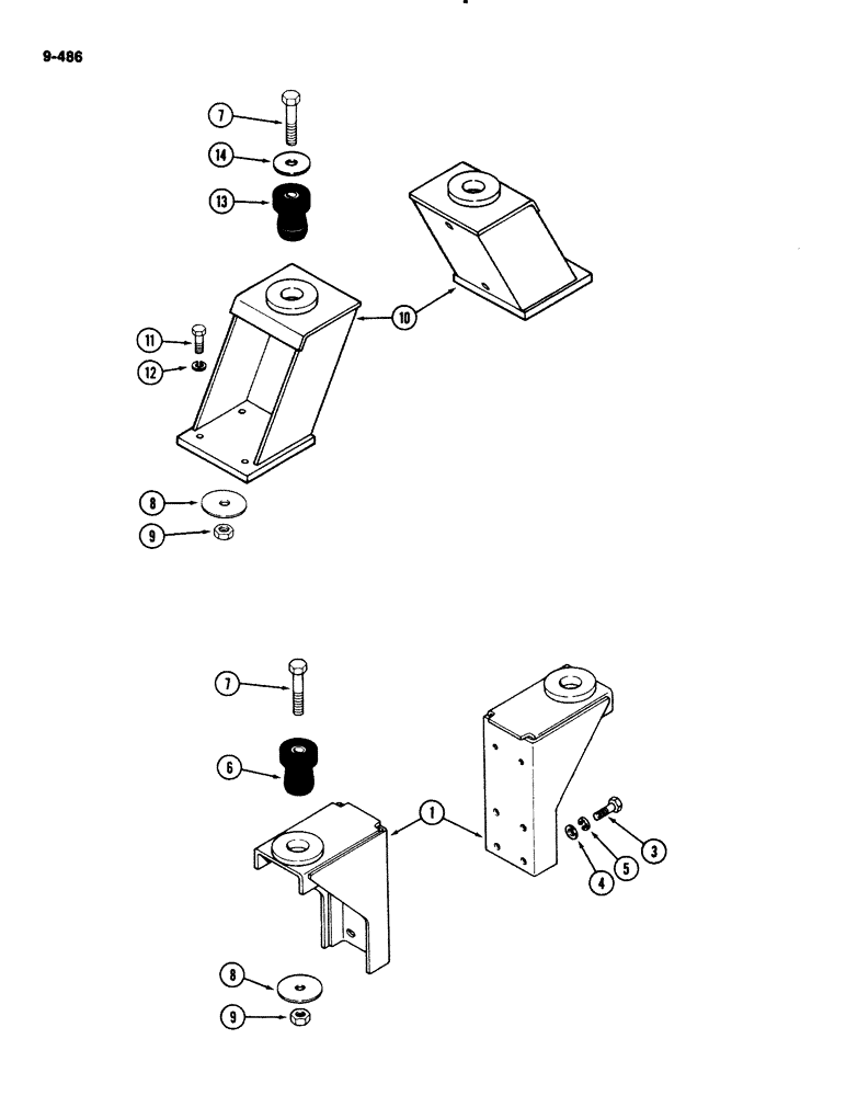 Схема запчастей Case IH 2294 - (9-486) - CAB, 4 POST PROTECTIVE FRAME OR PLATFORM, FRONT AND REAR MOUNTS (09) - CHASSIS/ATTACHMENTS