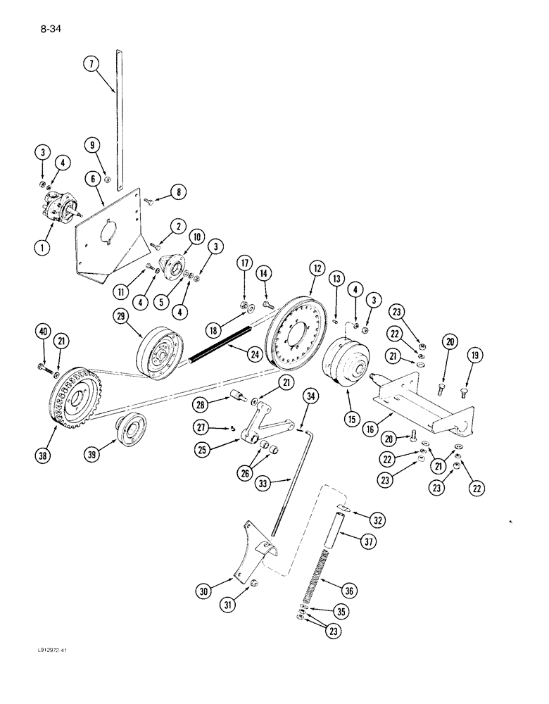 Схема запчастей Case IH 1640 - (8-034) - HEADER LIFT PUMP, MOUNTING AND DRIVE, PRIOR TO SERIAL NO. JJC0097103 (07) - HYDRAULICS